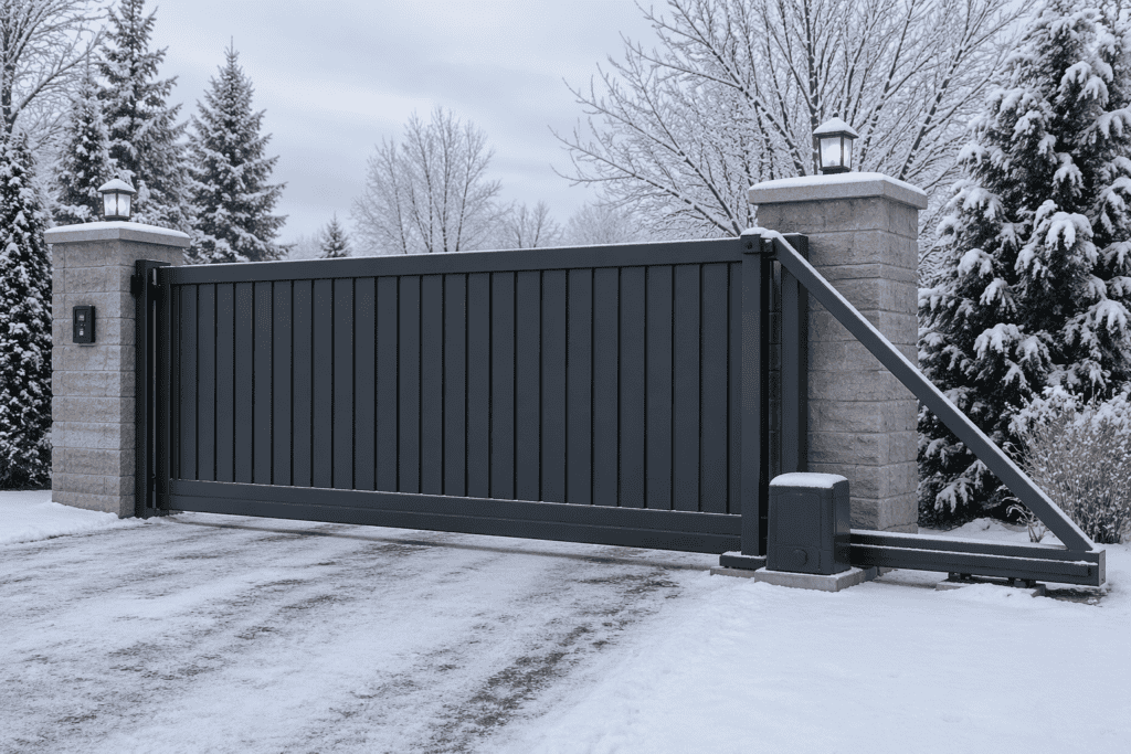 cantilever gate in winter