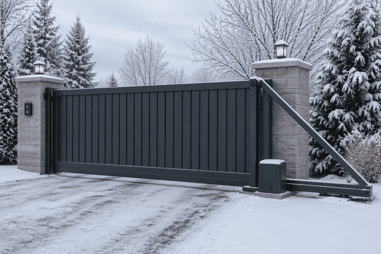 cantilever gate in winter